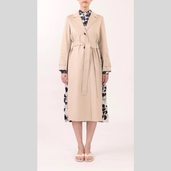 NWT Jason Wu Trench Coat with Jacquard Pleated Back size Large - Picture 11 of 11